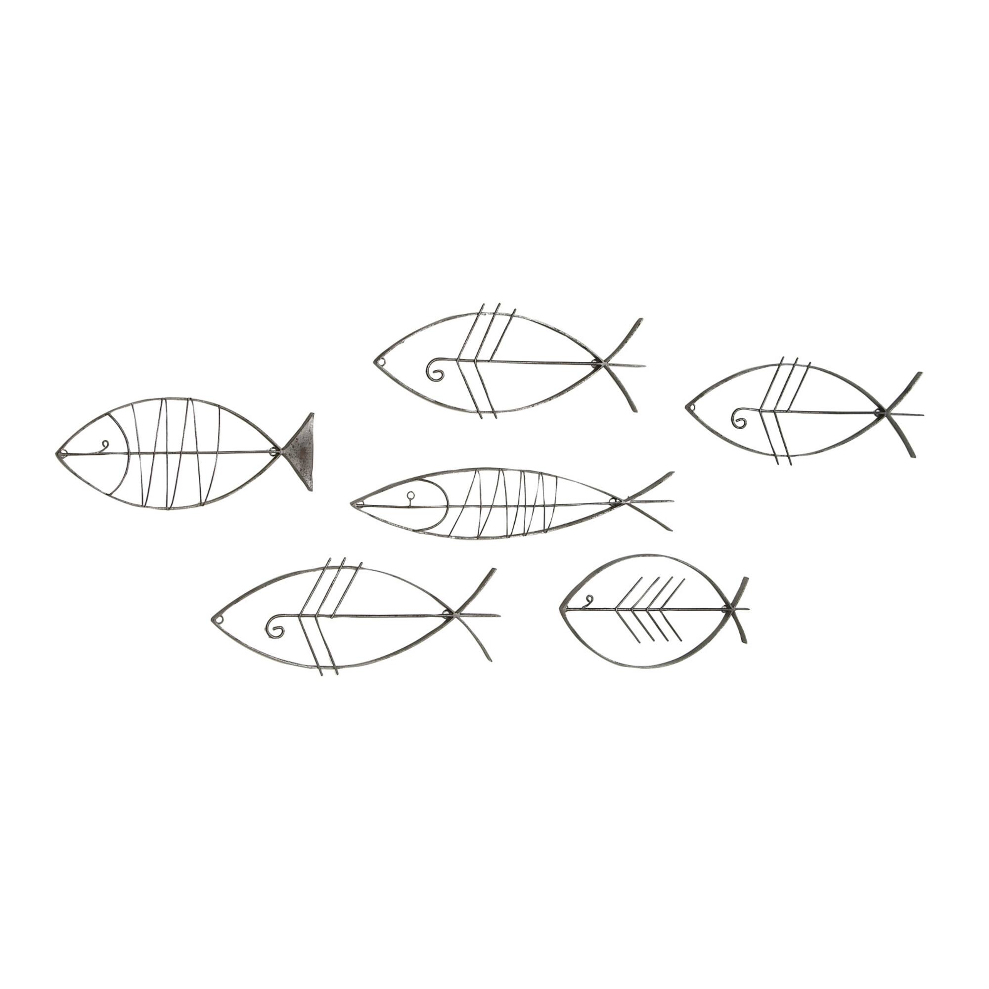 Set of 6 Black Metal Industrial Abstract Wall Decor, 16", 20", 24"